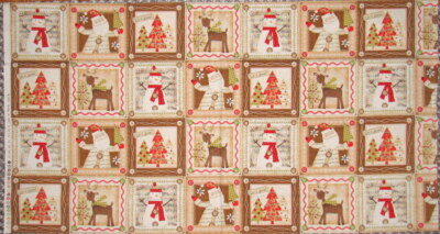 Christmas Fabric Holiday Stitches Santa Tree Deer Snowman Cotton SPX 24'' Panel