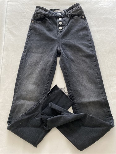 Zara Women Premium Denim High Rise Button Fly Black Stretch Jeans Size 2  Raw Hem | eBay