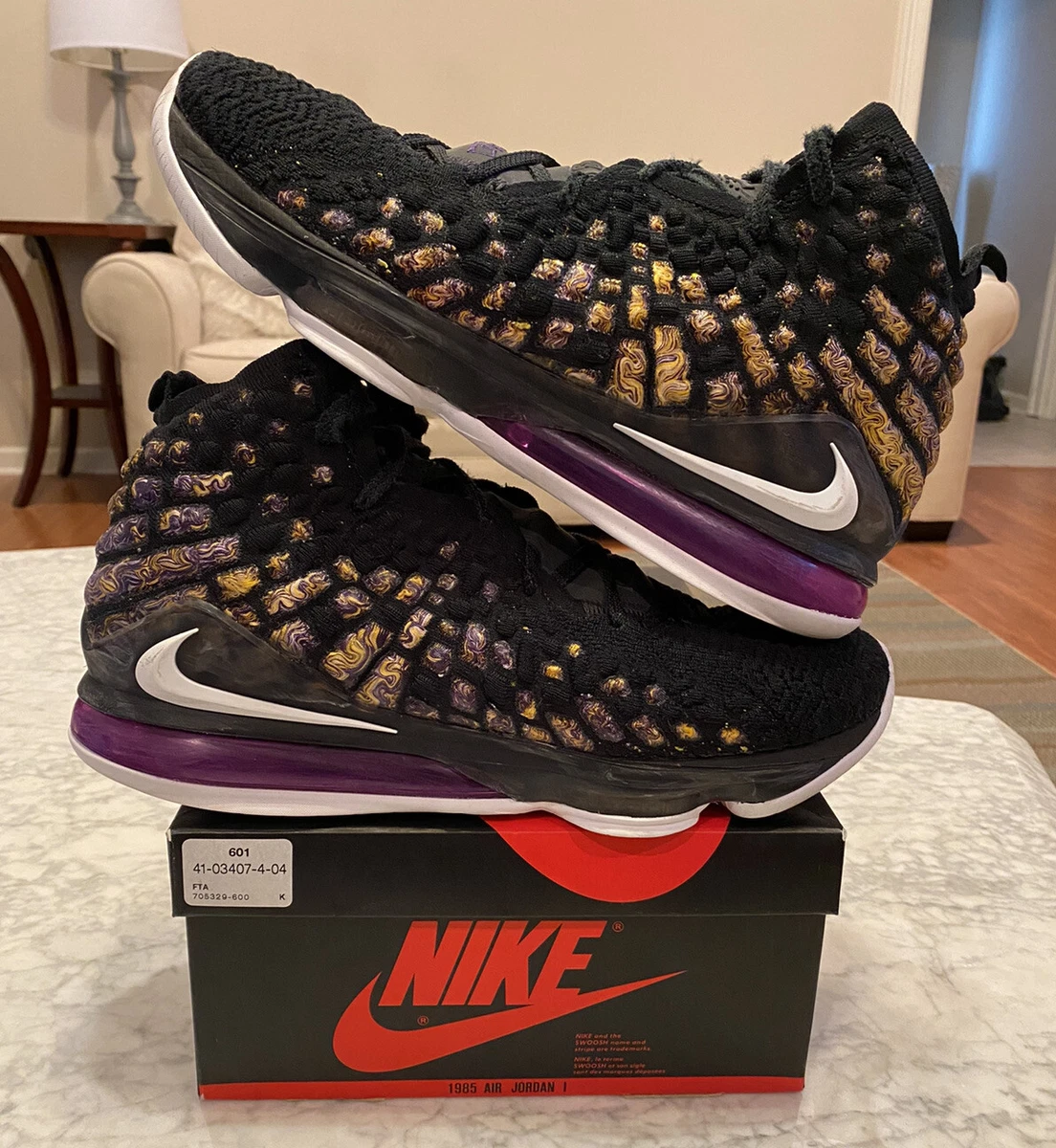 Nike Lebron 17 XVII Lakers 11.5 BQ3177-004 Black Yellow Eggplant 1 2 3 5 6 7 8 | eBay