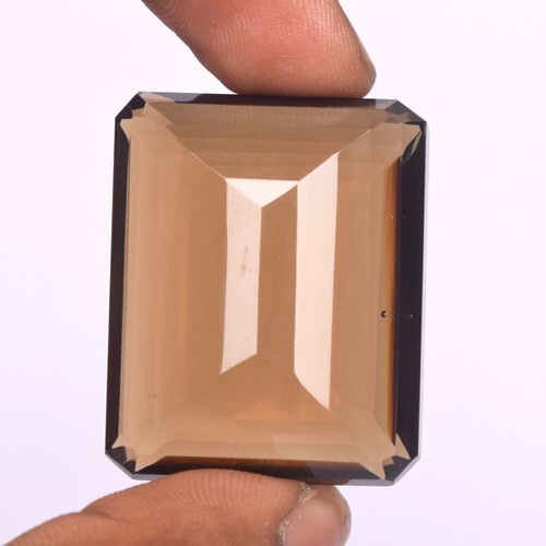 150.00 Ct. Emerald Cut Brown Smoky Topaz Faceted Loose Gemstone AA-40 - Picture 2 of 4