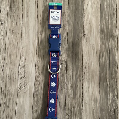 Brand New Top Paw Nylon Collar Blue Nautical Adjustable Large (18in ...