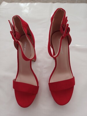 Ideale Damenschuhe. Rot. Wildleder. Knöchel. Plattform. Blockabsatz. Sehr hoch. Größe 40