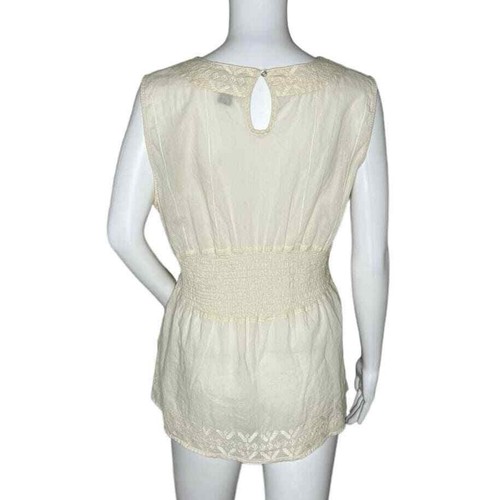 BIt & Bridle Shirt Womens Large Cream Babydoll Romantic Neutral Bohemian Peasant - Picture 4 of 7