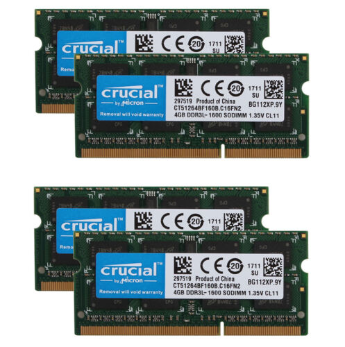 Crucial 16GB 8GB 4GB PC3L 12800 DDR3L 1600MHz Laptop Memory RAM SODIMM 204 Lot " - Picture 3 of 15