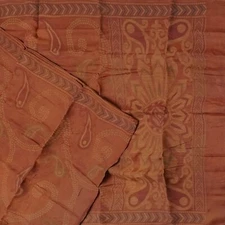 Namaste Vintage Brown Sarees 100% Pure Silk Woven Paisley Sari 5YD Craft Fabric