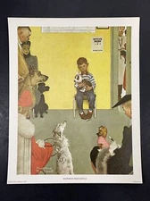 Norman Rockwell Lithograph At The Vets Office Waiting for the Veterinarian 8x10”