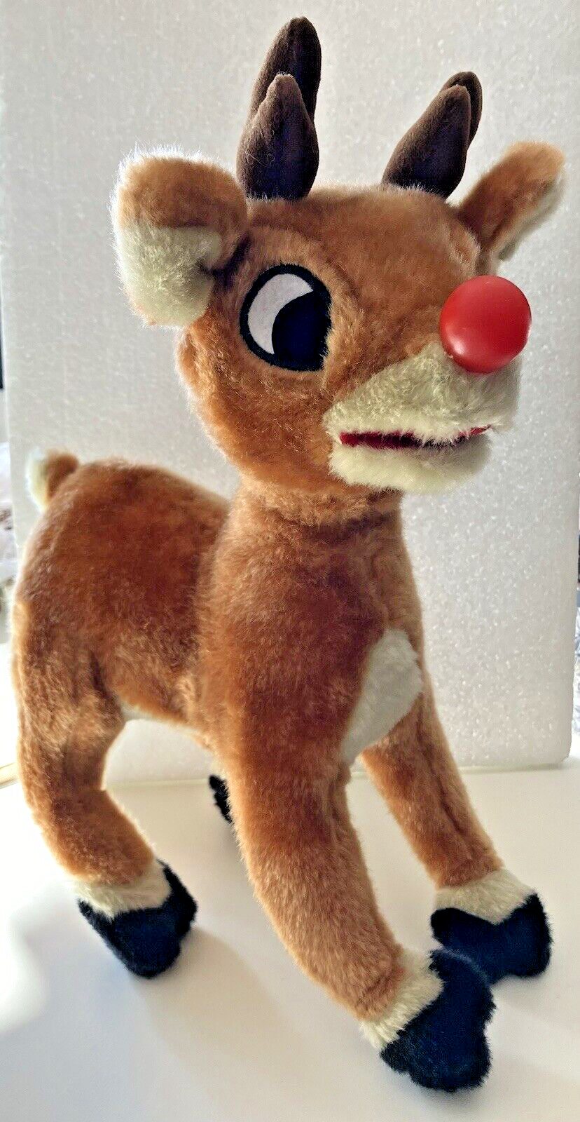 Vintage Singing Rudolph the Red Nose Reindeer  WORKS Plush Figurine 14