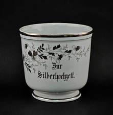 a-9240308-d Porzellan Blumentopf Silberhochzeit  Schlesien um 1900