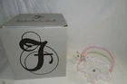 Fenton Art Glass Hand Painted French Opalescent Pink Ring Basket 4833 YW w/ Box