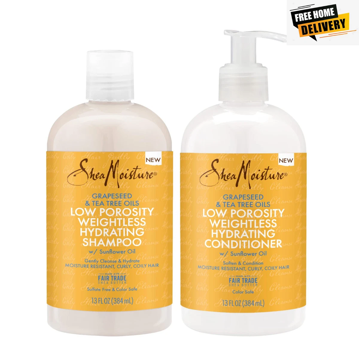 SheaMoisture Low Porosity Shampoo Conditioner Baobab Tea Tree Oils 13 oz