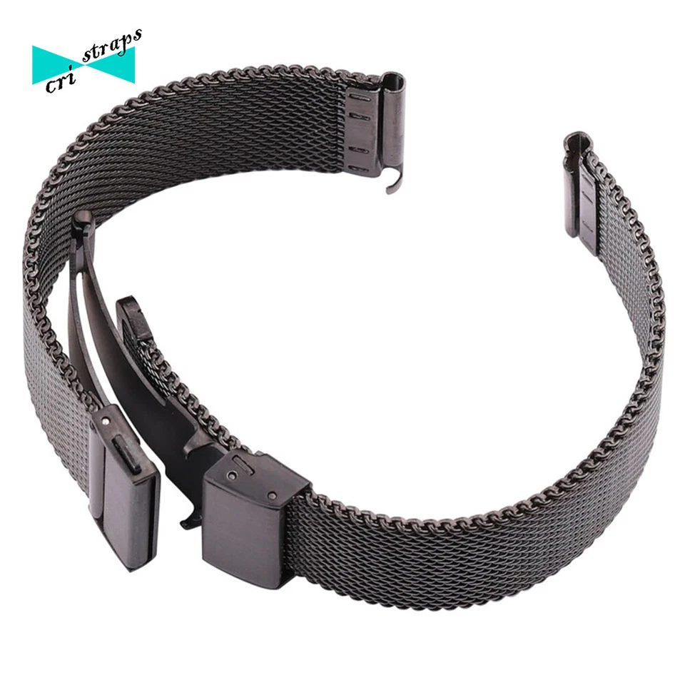 Cinturino orologio maglia milanese chiusura deployante in acciaio 16 18 20 22 mm - Immagine 2 di 4