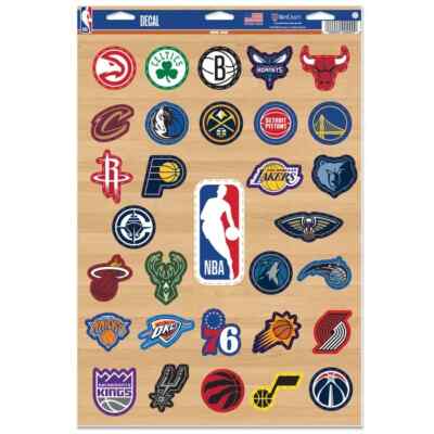 NBA COMPLETE TEAM SET 31 PIECE MULTI-USE DECALS 11''X17'' SHEET WALLS WINDOWS