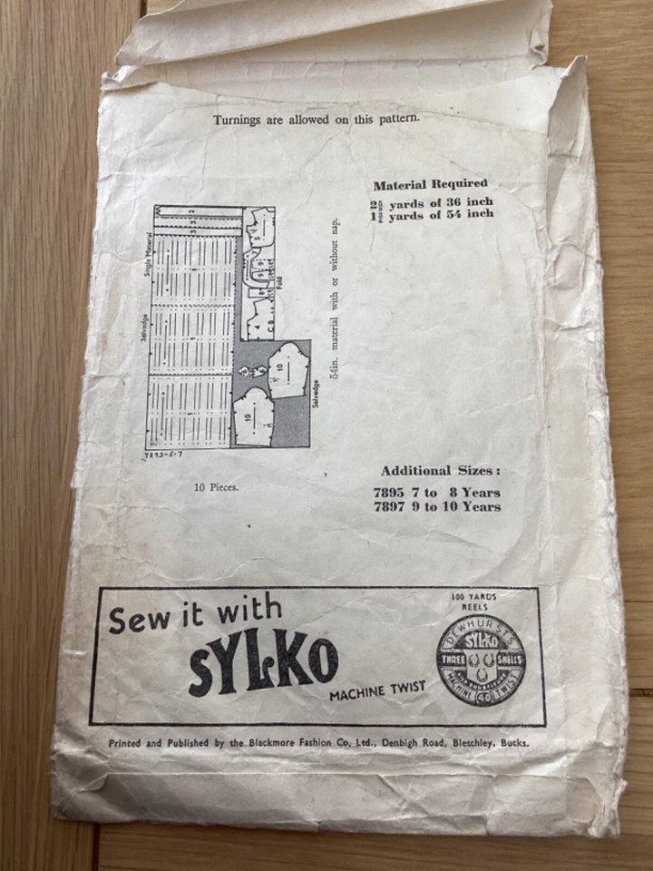 1950s ORIGINAL Blackmore Sewing Pattern 7893 girls dress & jacket 5-6 FREE P&P - Image 2 of 3