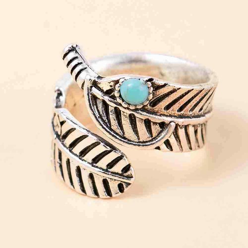 Navajo Indian Handmade Sterling Silver Turquoise Feather Nice Adjustable! N0B9 - Picture 4 of 12