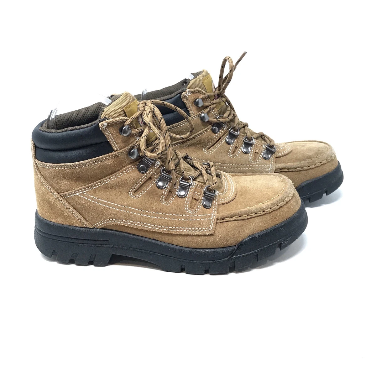 Brahma Mens Size 7 Womens Size 9 Brown Suede Lace Up Steel Toes Ankle Work Boots