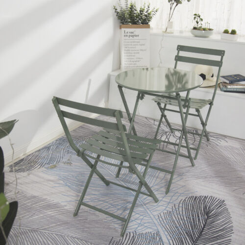 3-Piece Patio Bistro Set with Foldable Round Table and Chairs - Picture 3 of 7
