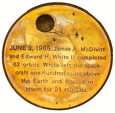 Gemini 4, First Man to Walk in Space 1965 Bronze Proof Medallion