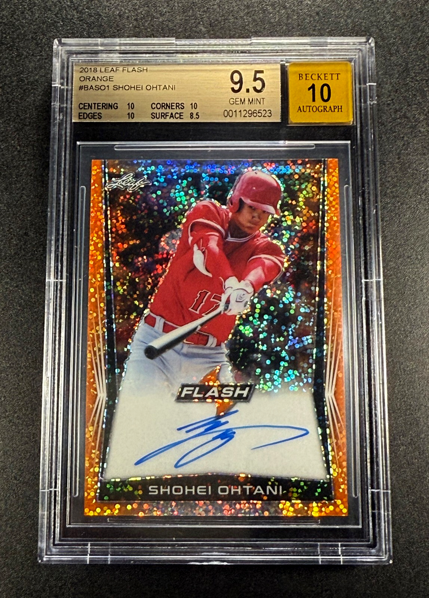 SHOHEI OHTANI 2018 LEAF FLASH ORANGE REFRACTOR AUTO ROOKIE RC /10