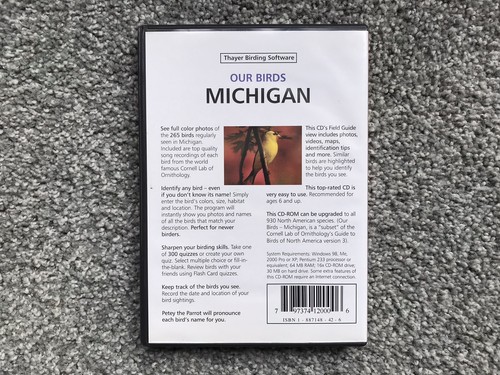 Thayer Birding Software Our Birds MICHIGAN CD Rom 2002 V 3 WITH KEY CODE-VG Cond - Picture 2 of 6