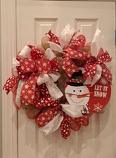 Christmas wreath for front door- Handmade let it snow