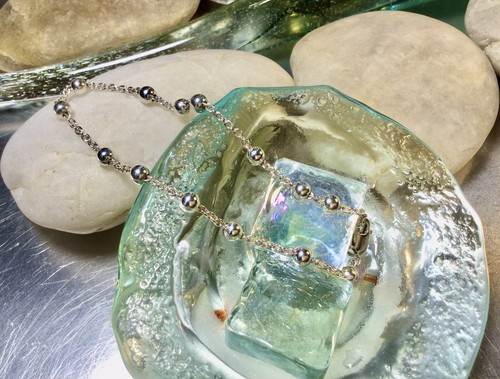 Genuine 925 Sterling Silver Ball & Chain Bracelet - Picture 8 of 13