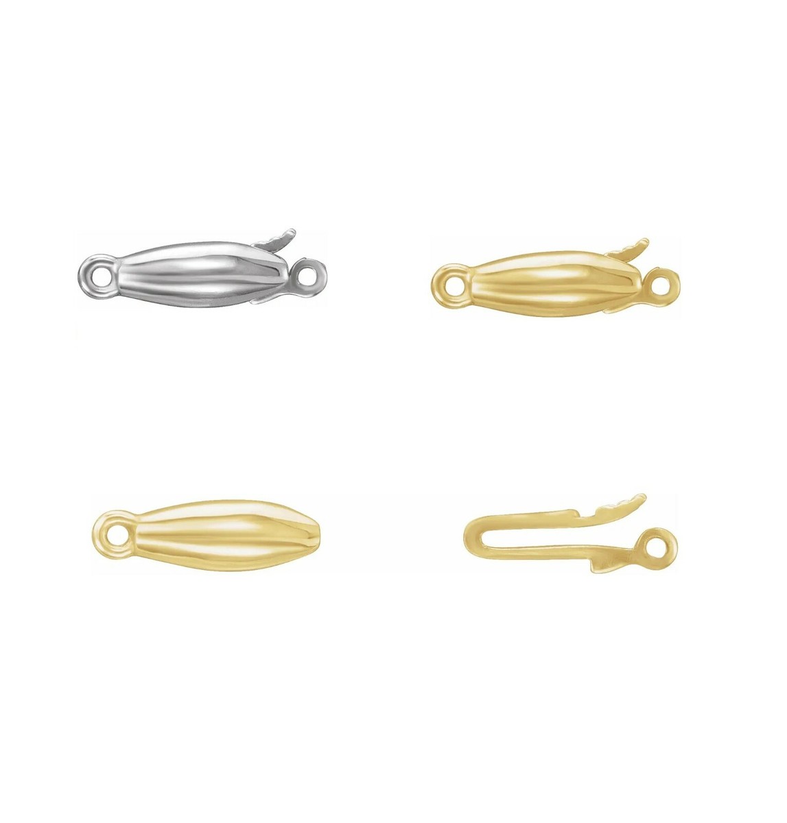 14K Gold or Sterling Silver 13mm Fish Hook Clasp Beading Pearl Strand Chain End 14K Gold or Sterling Silver 13mm Fish Hook Clasp Beading Pearl Strand Chain End
