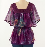 Womens Seventh Avenue Purple Paris Garden Chiffon Top Blouse Size Medium Womens Seventh Avenue Purple Paris Garden Chiffon Top Blouse Size Medium