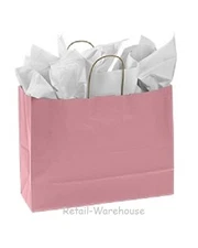 Paper Shopping Bags 100 Light Pink Retail Merchandise 16” x 6” x 12 ½” (Vogue)