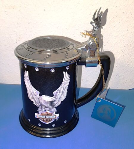 Harley Davidson Mug, Franklin Mint Softail Motorcycle Collectible Tankard Stein - Picture 1 of 5