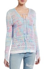 Zadig  Voltaire NWT Delvy Open Knit Sweater Womens M Long-Sleeve Top Multicolor