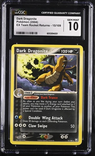 Pokemon Dark Dragonite 15/109 Rare EX Team Rocket Returns - CGC 10
