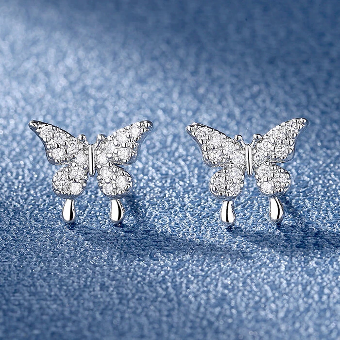 Sterling silver hotsell butterfly stud earrings