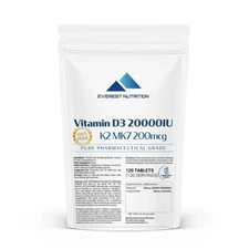 Vitamin D3 20000IU + K2 MK7 200mcg – Bone Strength, Heart Health, Immune Support