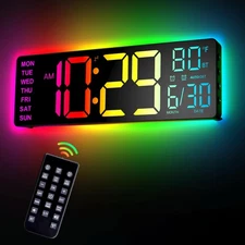 12" Digital Wall Clock for Classroom Livingroom Game Home Decor with LED Disp...