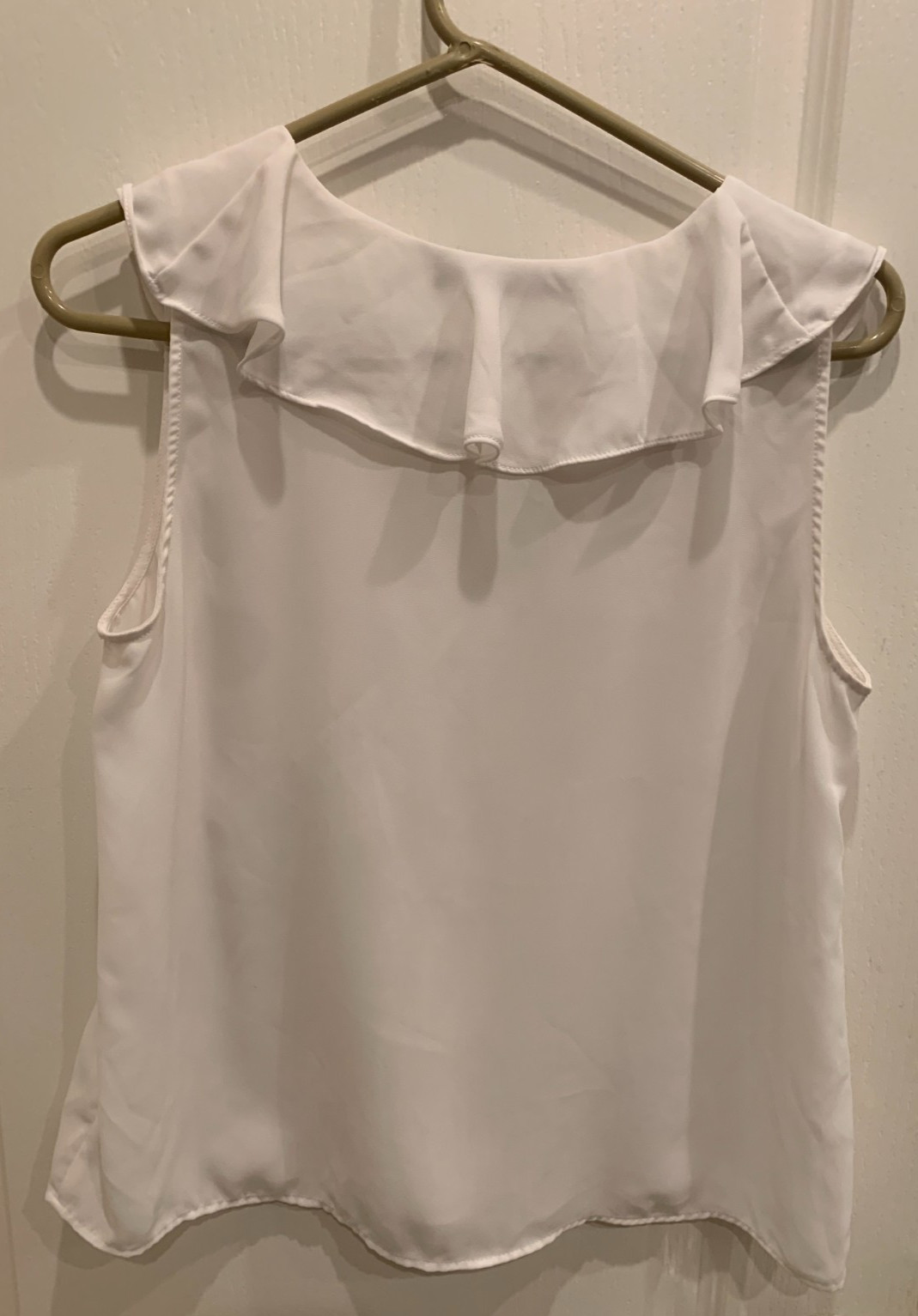 Zara Basic Collection Ruffle Front Sheer Top Crea… - image 2