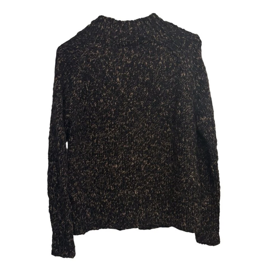 Suéter tejido a mano de lana negro marrón Peruvian Connection Uruguay para mujer talla M Foto 3 de 4