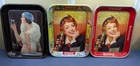 Lot of 3 Vintage Coca-Cola Metal Advertising Tray Thirst Season & Flapper Girl