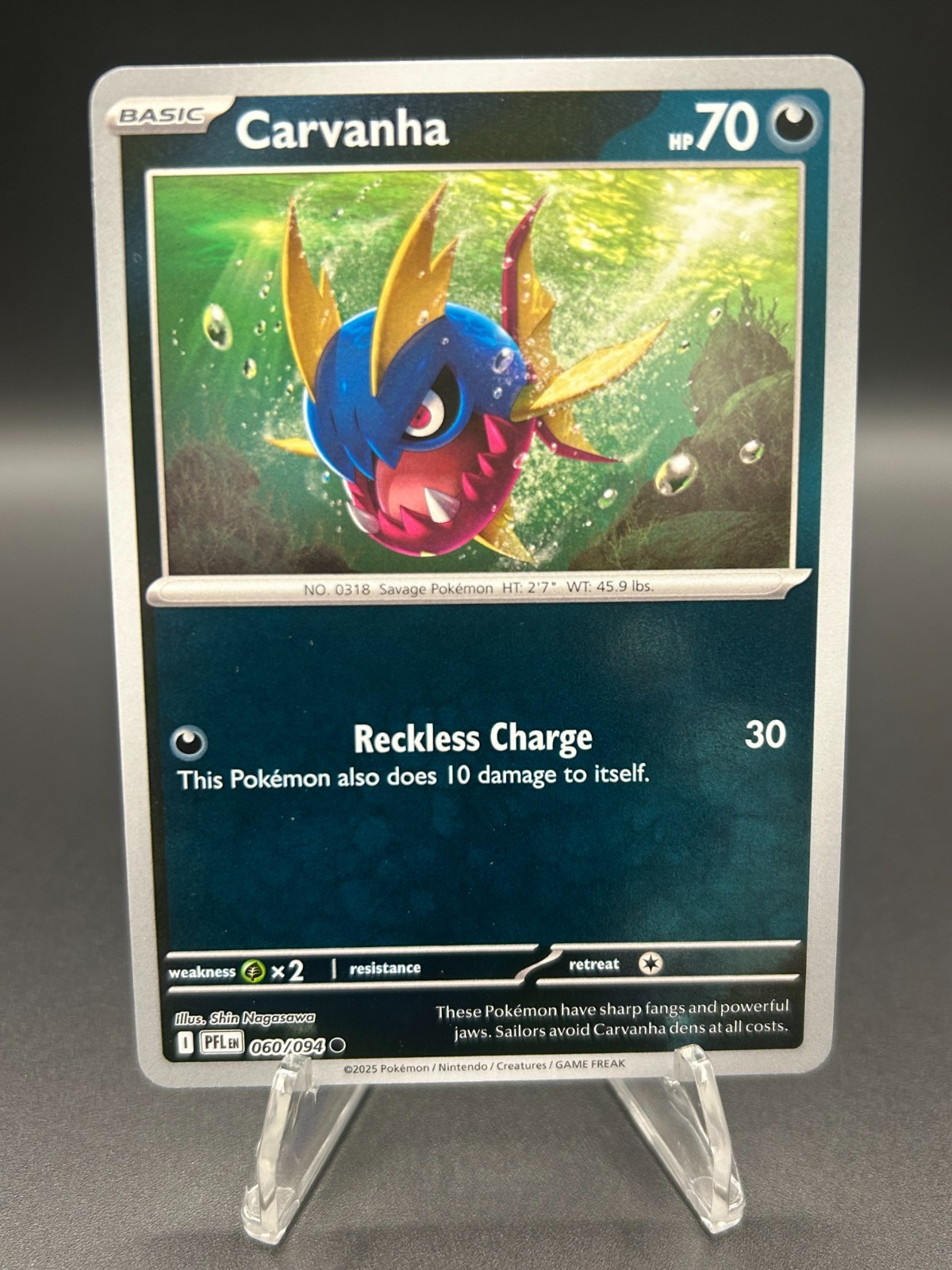 • Carvanha • 060/094 Reverse Holo Phantasmal Flames Pokemon TCG NM