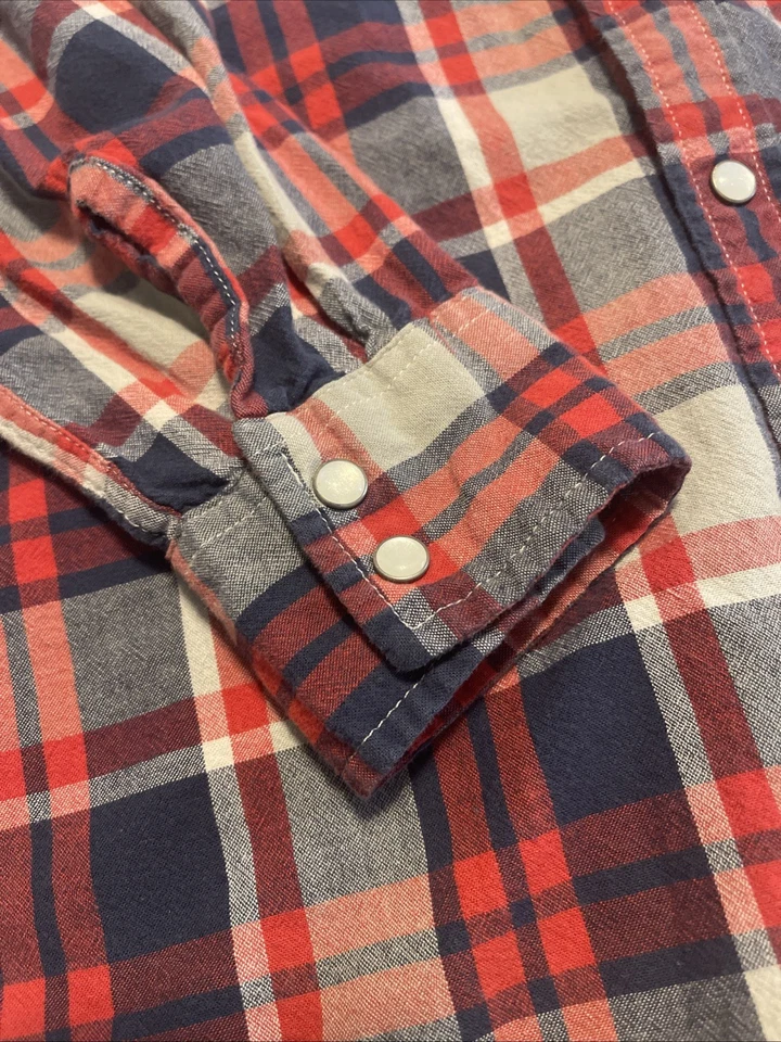Camisa de Vaquero Levi's Para Hombre Estilo Occidental Perla Broches a Cuadros Manga Larga Talla XL Foto 4 de 4