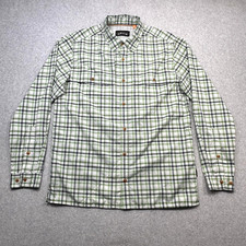 Orvis Trout Bum Shirt Mens Medium Green Plaid Long Sleeve Fishing Button Front
