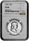 1957 50C Proof Silver Franklin Half Dollar NGC Graded PF 68 White Coin