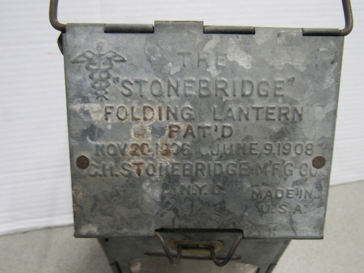 US WWI Medical Corps Stonebridge Folding Candle Lantern Pat'd 1906