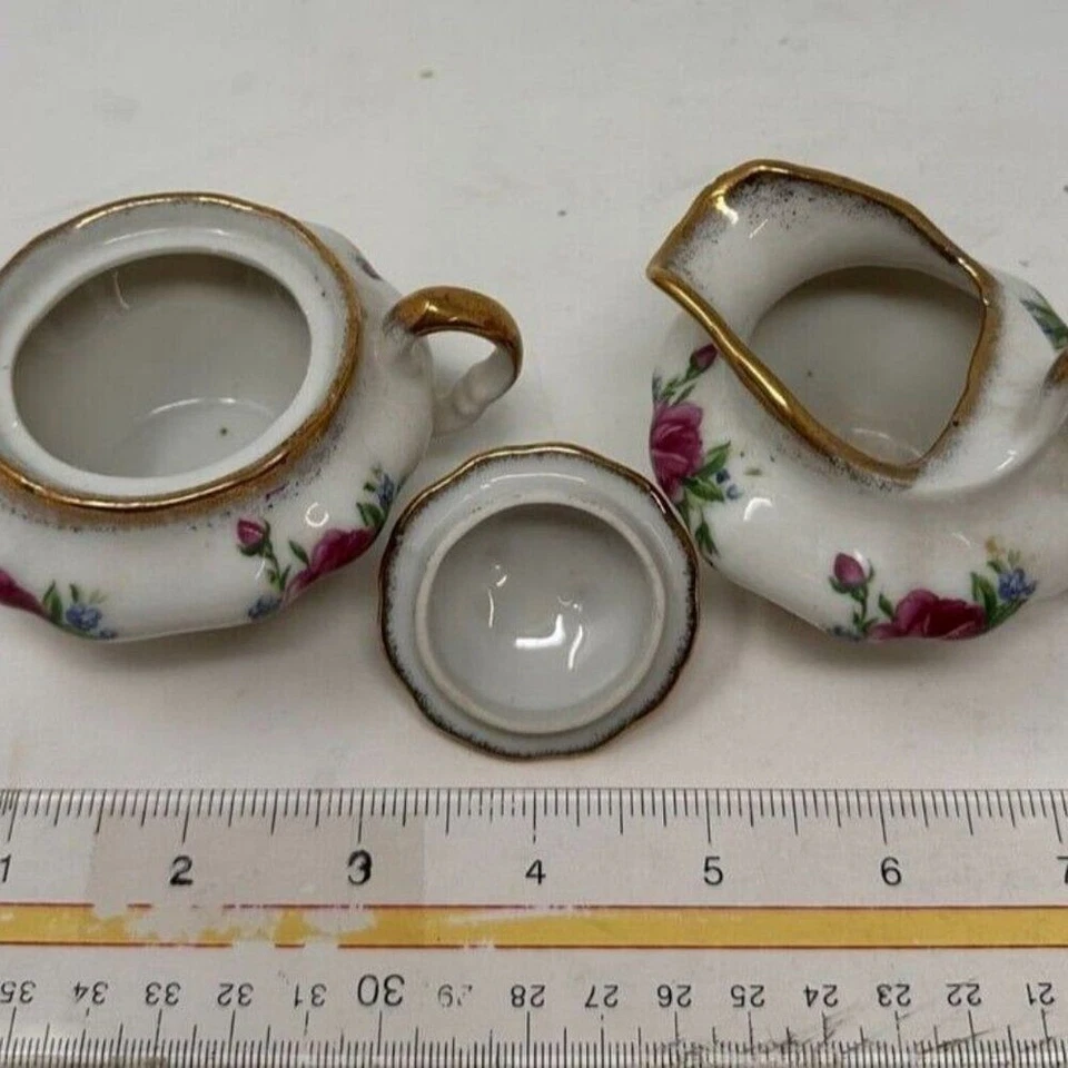 Antiguo Porcelana Enesco - Contenedor Crema Vintage - Azúcarero Floral Blanco Foto 3 de 4