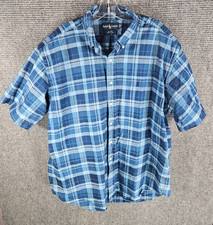 Ralph Lauren Blake Shirt Mens XL Blue Plaid Blake Button Down Short Sleeve Pony