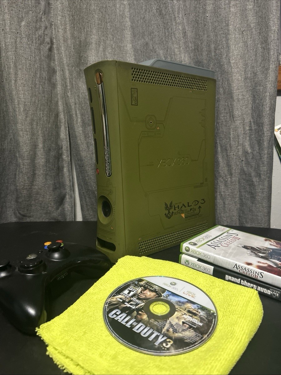 Xbox 360 Halo Edition Video Game Console w/ Wires, Controller