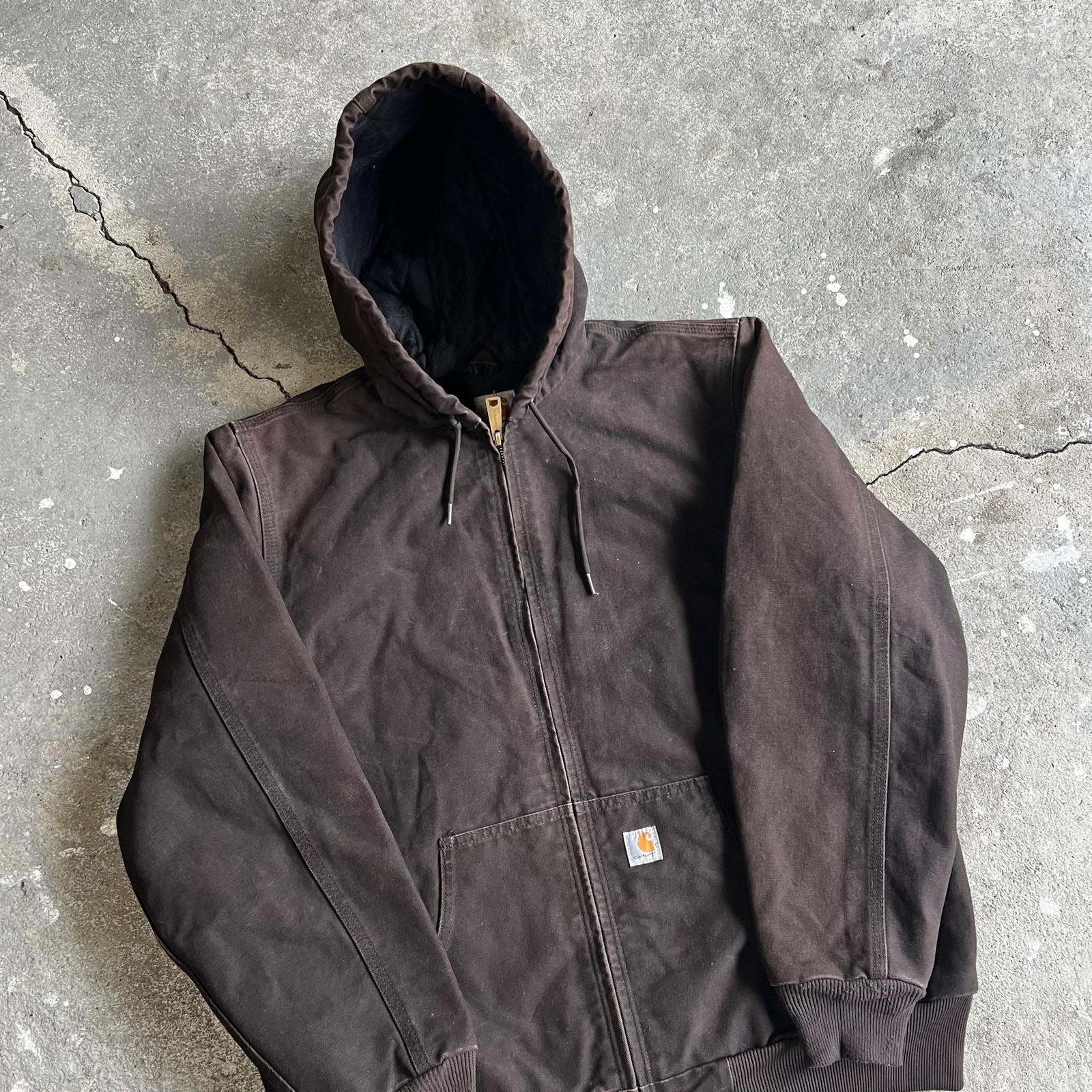 Carhartt WJ130 DKB WOMENS brown hooded work wear jacket Large image 2