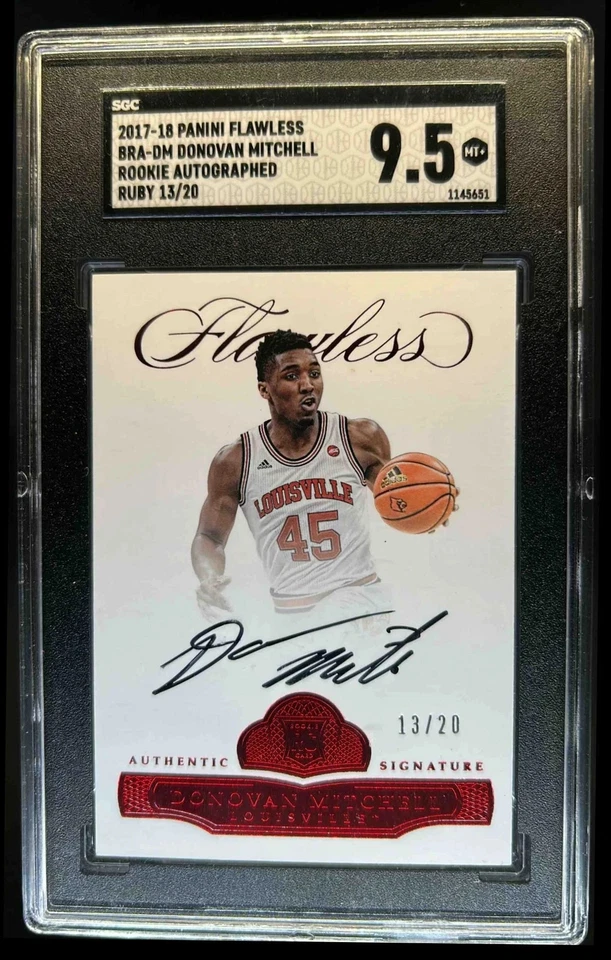 Donovan Mitchell 2017-18 Flawless Collegiate Rookie Auto Ruby RC #13/20 SGC 9.5 - Image 2 of 2