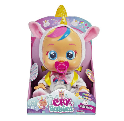 Cry Babies Dreamy the Unicorn 12  Baby Doll | Shimmery Removable Rainbow Paja...