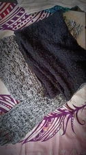 Isotoner Black Infinity Scarf And Faded Glory Grey Knit Chunky Scarf With Fringe
