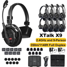 SYNCO Xtalk X9 2.4GHz Full Duplex 350m Wireless Intercom Headset System 9-Person